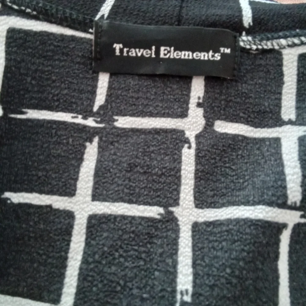 2-$10.Travel Elements Sz M Black&White Grid Pattern Open Front Cardigan Arm Ties